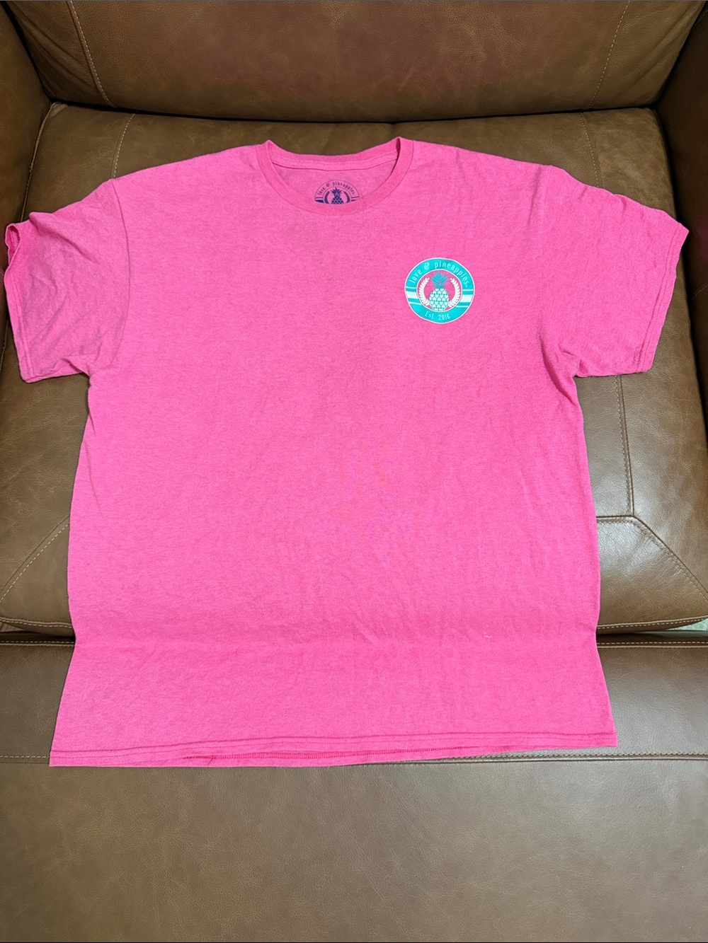 Love & Pineapples Hot Pink Pineapple Logo Tee Size L